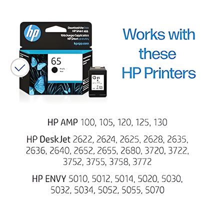 HP 65 Black Ink Cartridge | Works with HP AMP 100 Series