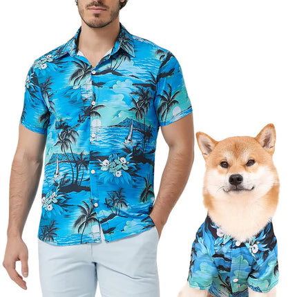 Jaynuier Dog Shirt Hawaii Hawaiian Dog T-Shirts Style Floral Breathable Cool Clothes Owner and Pet Shirts are Sold Separately