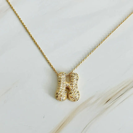 Crystal Bubble Initial Necklace